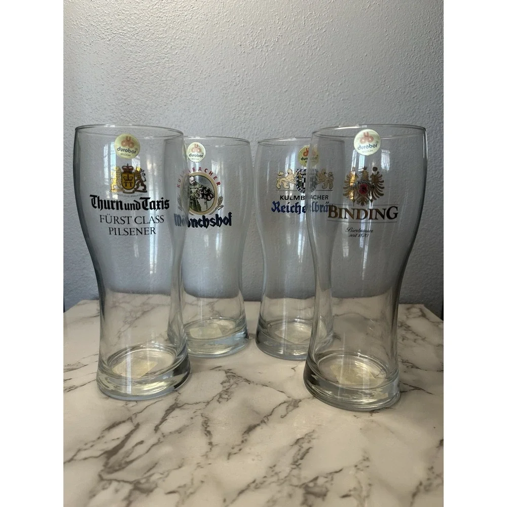 4 Vintage German Beer Pilsner Pint Glasses.‎ 8